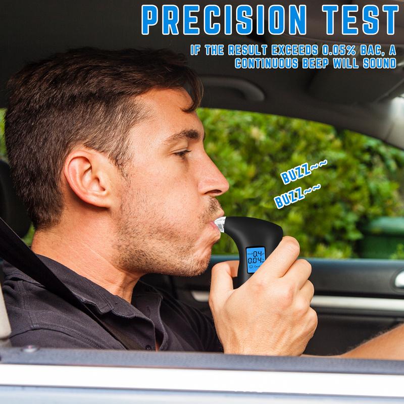 Alcohol Breathalyser with 12 Mouthpieces Portable Alcohol Tester with LCD Display High Accuracy Digital Breath Tester Alcohol Tester