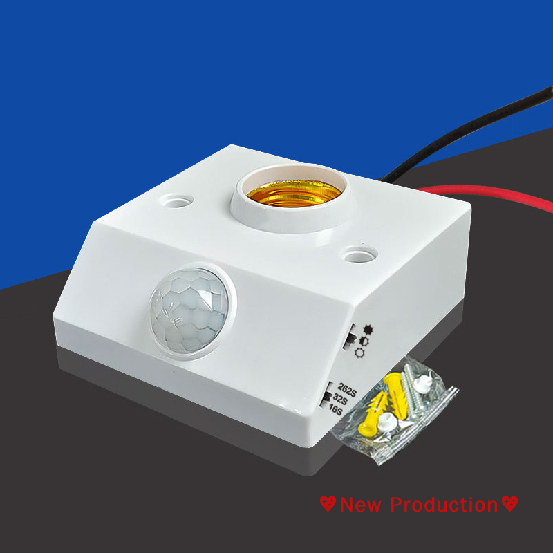 New Production💖 AC85-265V Automatic Human Body Infrared IR Sensor Lamp Holder LED Bulb Light E27 Base PIR Detector Wall Lamp Holder Socket