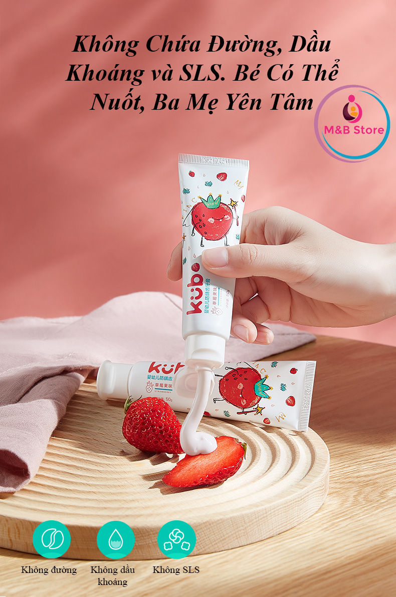 Kem Đánh Răng Cho Bé, Flo Thấp 0.05%, Tuýp 50g - KUB