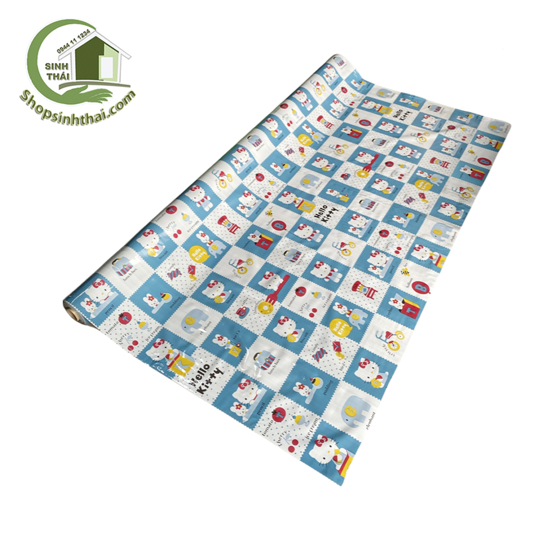 Thảm nhựa simili lót trải sàn hello kitty màu xanh ngọc - chọn màu - 1m²