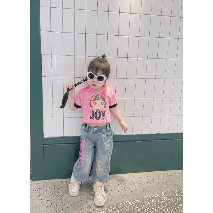 Set bộ bé gái áo crop top quần jean bé gái siêu xinh