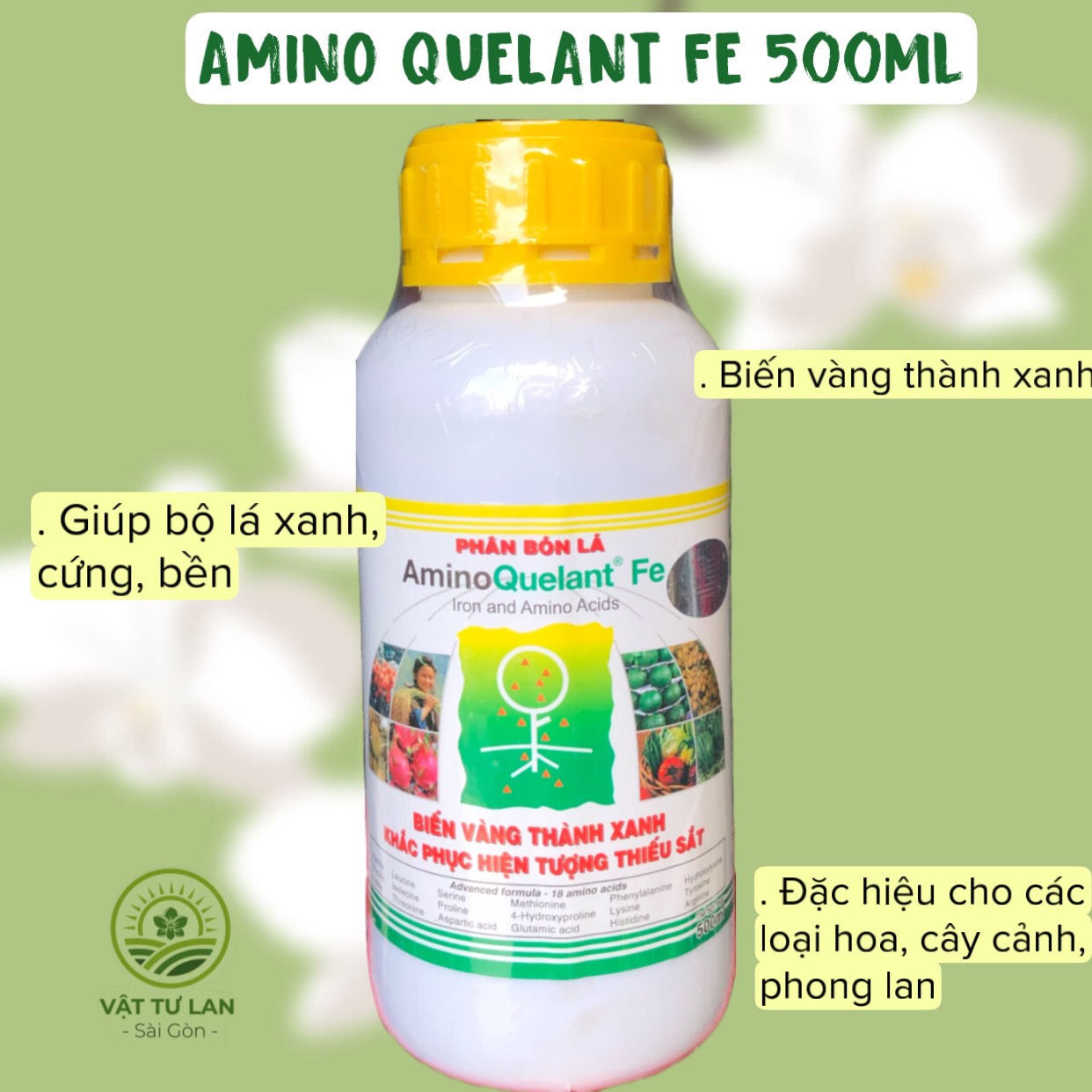 Phân bón lá bổ sung sắt Amino Fe(Amino Quelant Fe) chai 01 lít