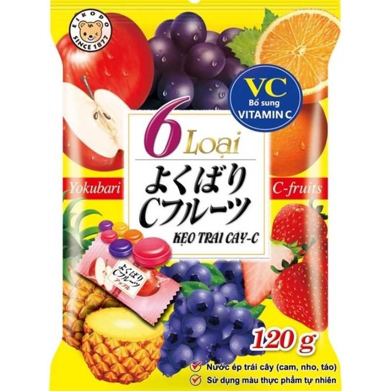 KẸO TRÁI CÂY -C 6 LOẠI( Gói 120gr)