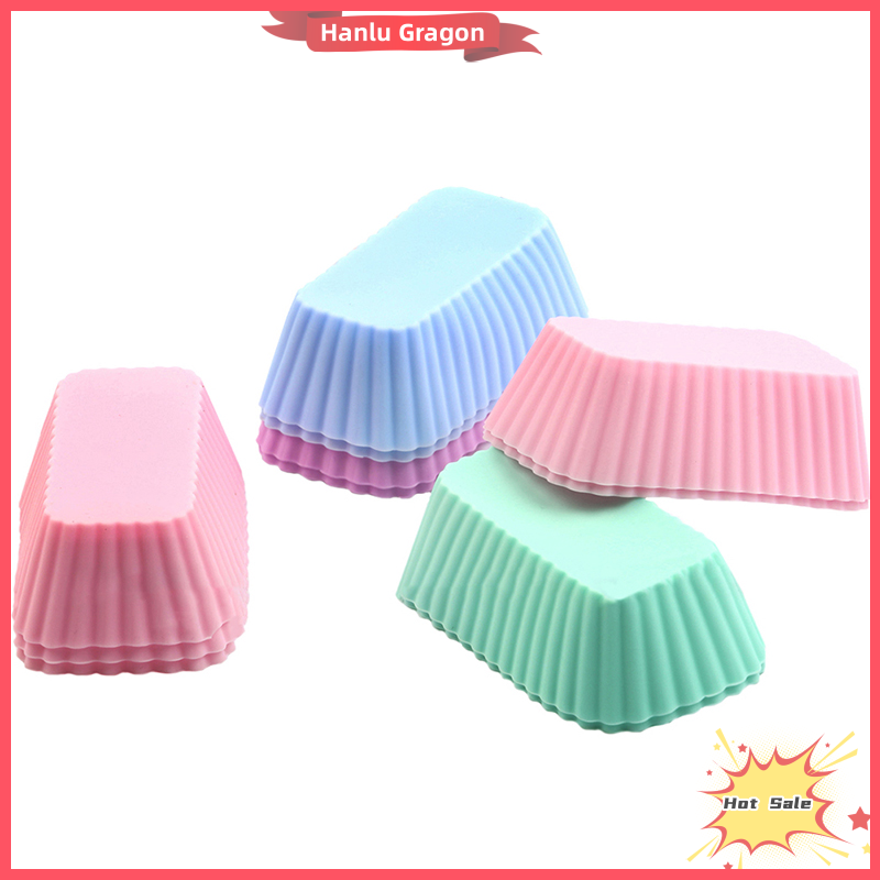 Hanlu 5Pcs Silicone Cake Molds Rectangular Muffin Cup Cake Baking Mould Kitchen Pastry Tool