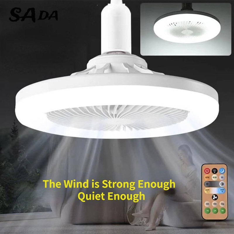 SADA LED fan light e27 screw ceiling fan light home kitchen ceiling remote control light fan high brightness energy saving eye protection light bulb
