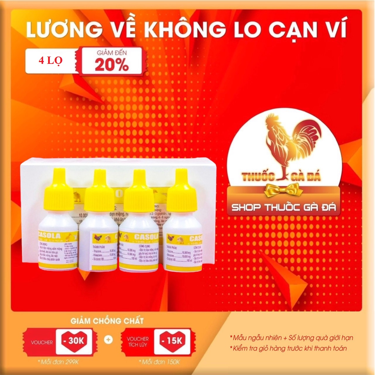 CASOLA trị đẹn, nấm, nấm phổi cho gà đá