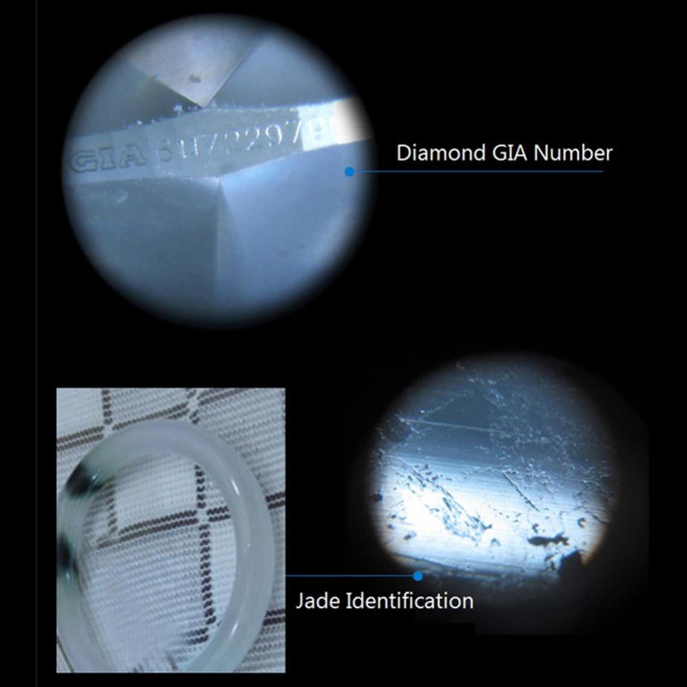 Handheld 100X Pocket Microscope Jewelry Loupe Magnifier with LED Lamp Light