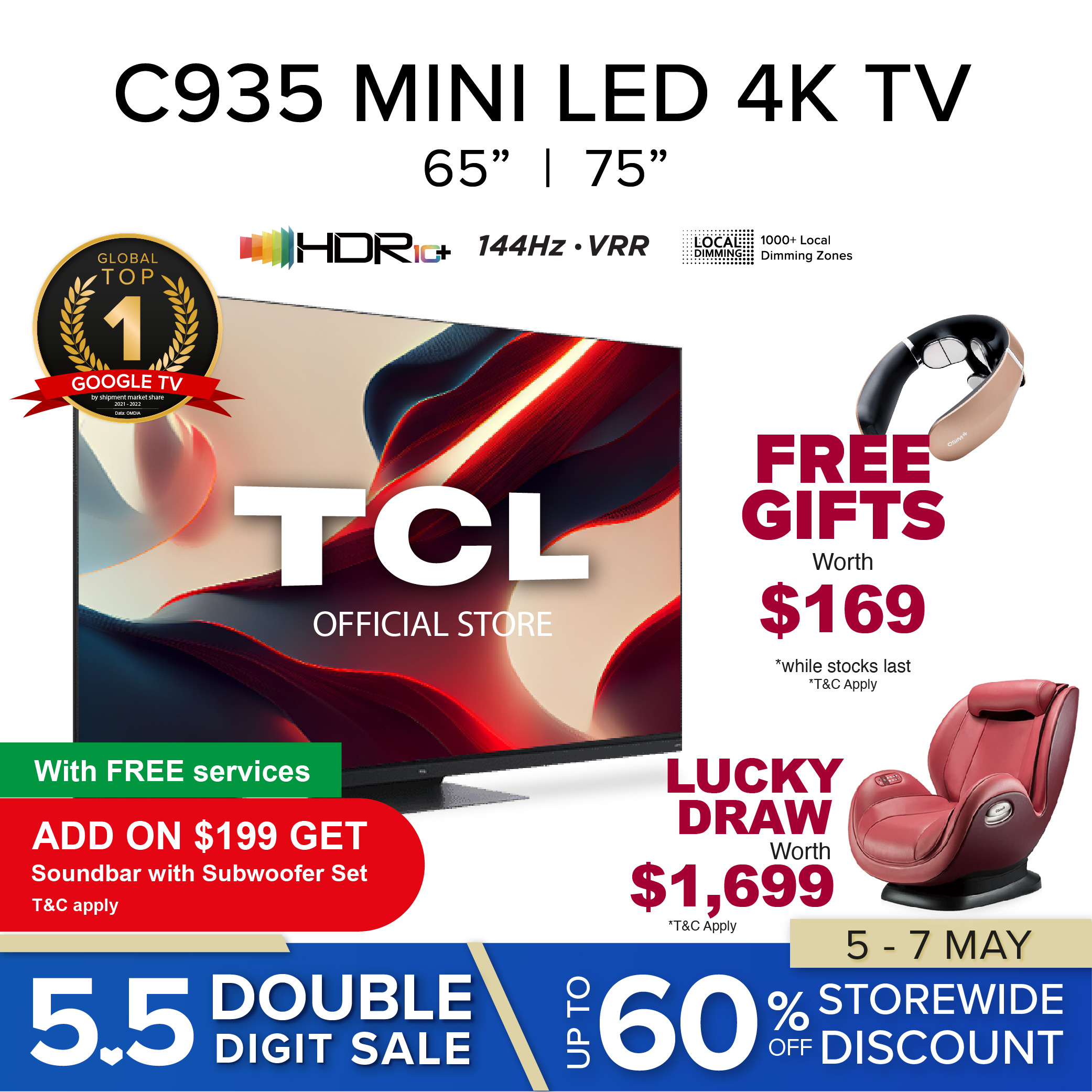TCL C935 Mini LED 4K Google TV Android TV 65 75 inch | HDR 10+ | IMAX ...