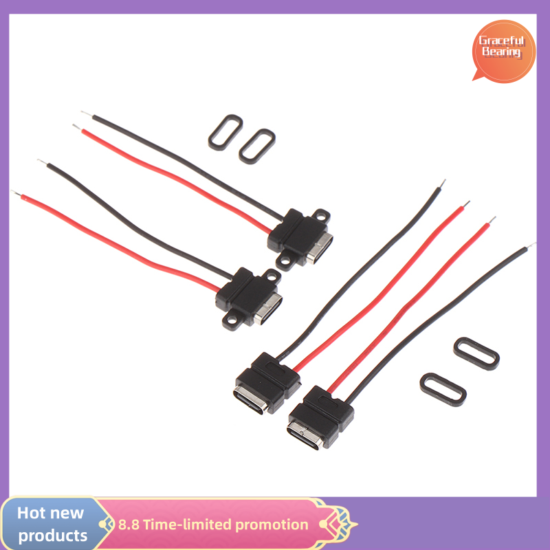 Graceful 1pcs USB Type C Waterproof Connector Welding Wire Female Socket Fast Charging Type-c Charging Interface Jack