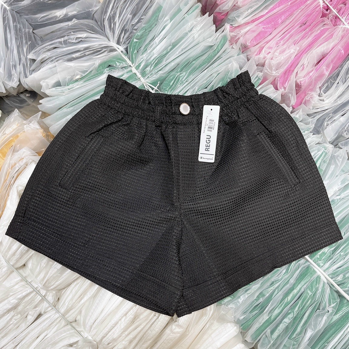 Quần Short Lưng Thun Chất Xốp Đóng Nút Eo Co Giản,LY STORE