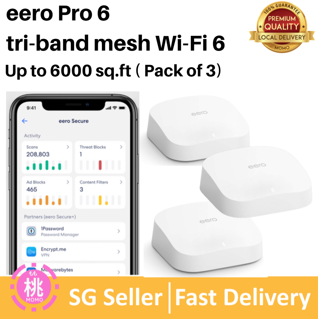 eero Pro 6 mesh Wi-Fi 6 router | Fast and reliable gigabit speeds |  connect 75+ devices | Coverage up to 2,000 sq. ft. | 2020 release