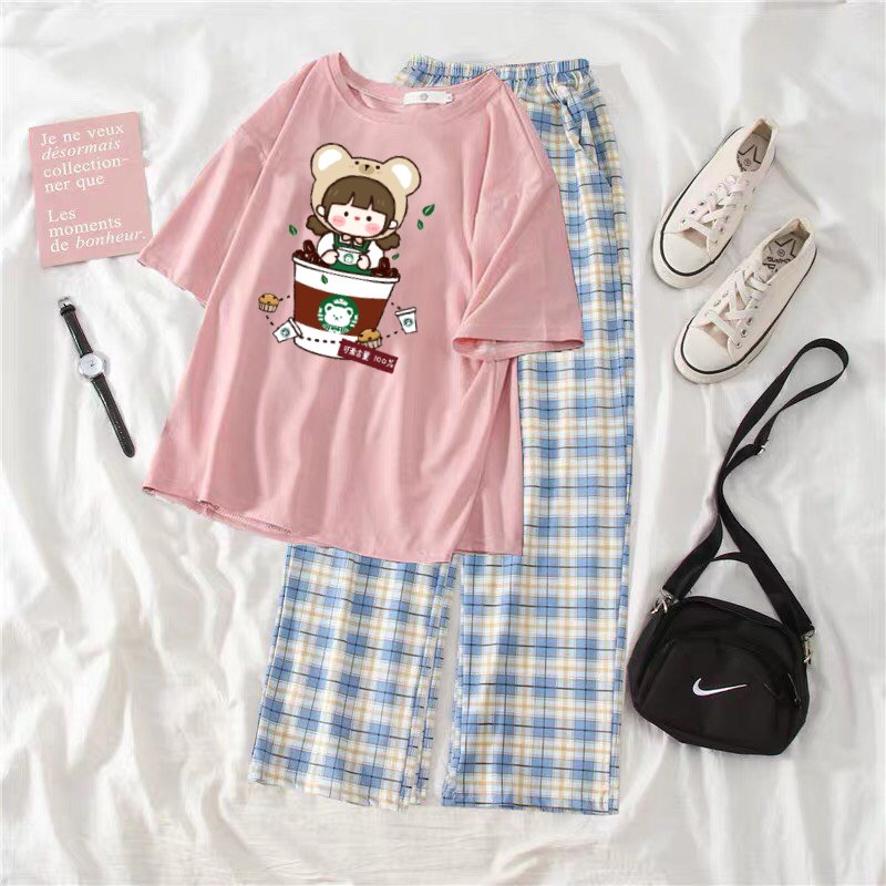 SET CÔ GÁI MIX QUẦN KẺ
