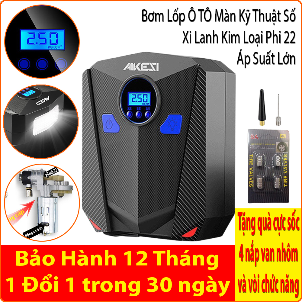 Máy Bơm Lốp ô tô điện tử Yantu,AIKESI tự động ngắt, chạy bằng điện có màn hình hiển thị đồng hồ đo áp, sạc 12V-  GALAXYLIFE