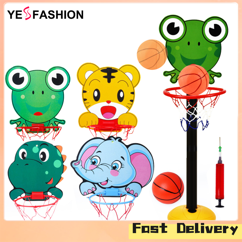Yesfashion Store IN stock Kids Basketball Hoop Kit Cartoon Animals Hanging