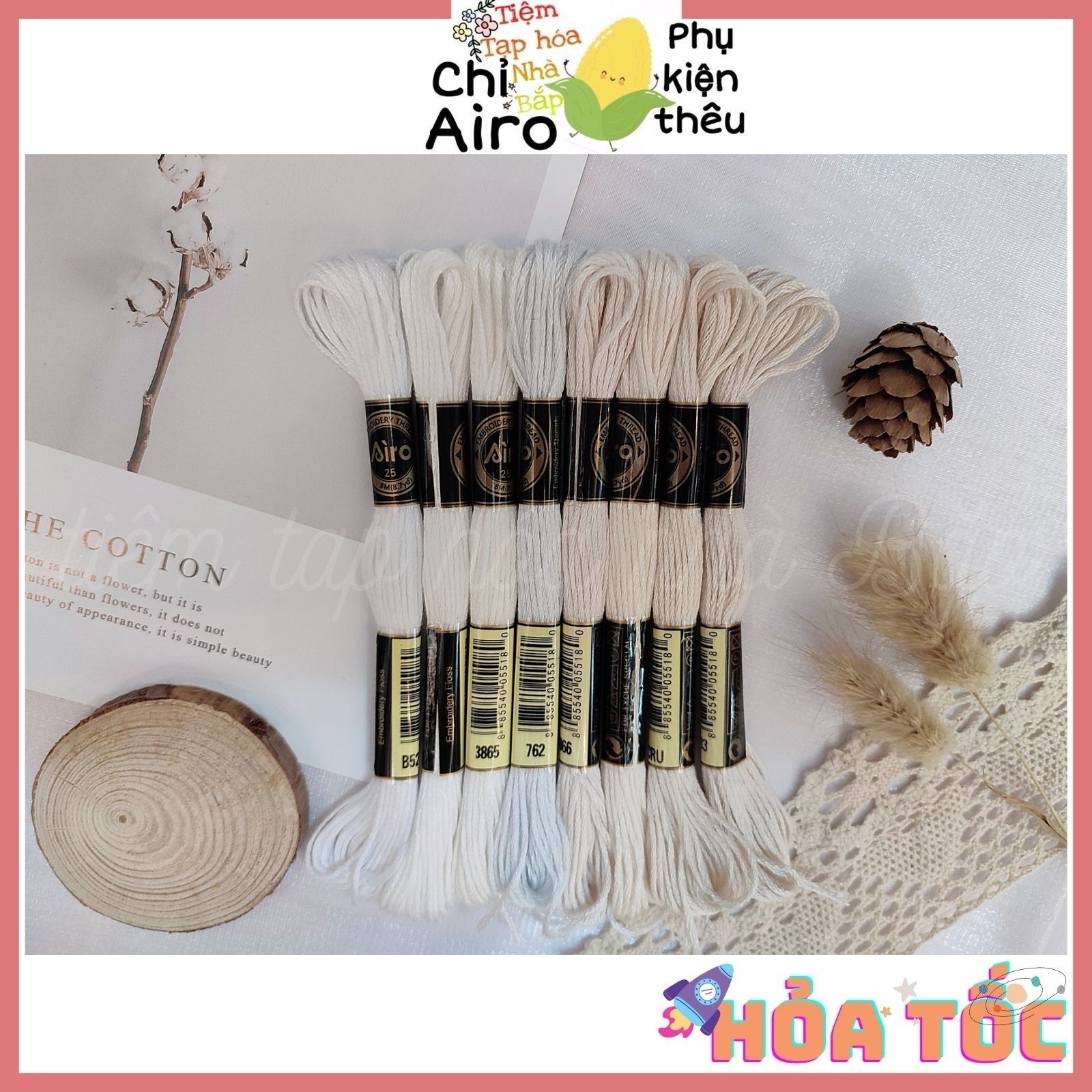 Set Chỉ Airo Tông Màu Trắng Be