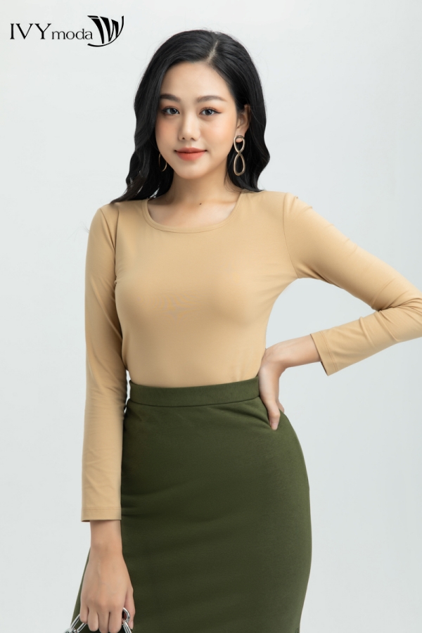 Áo thun trơn cổ tròn IVY moda MS 58P0157