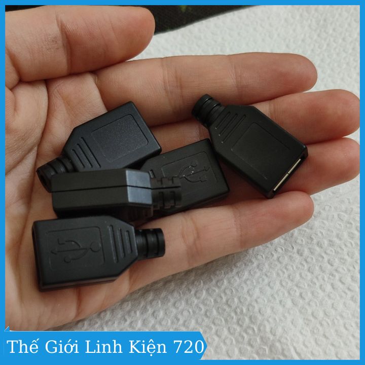 Đầu Jack cổng USB A cái 4P kèm vỏ