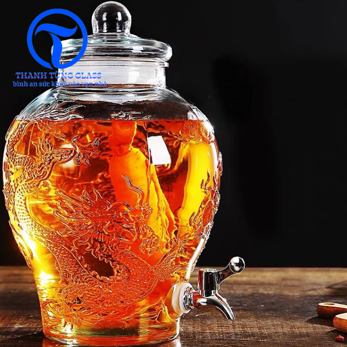 Bình ngâm rượu thuỷ tinh Chum Rồng 8 Lít
