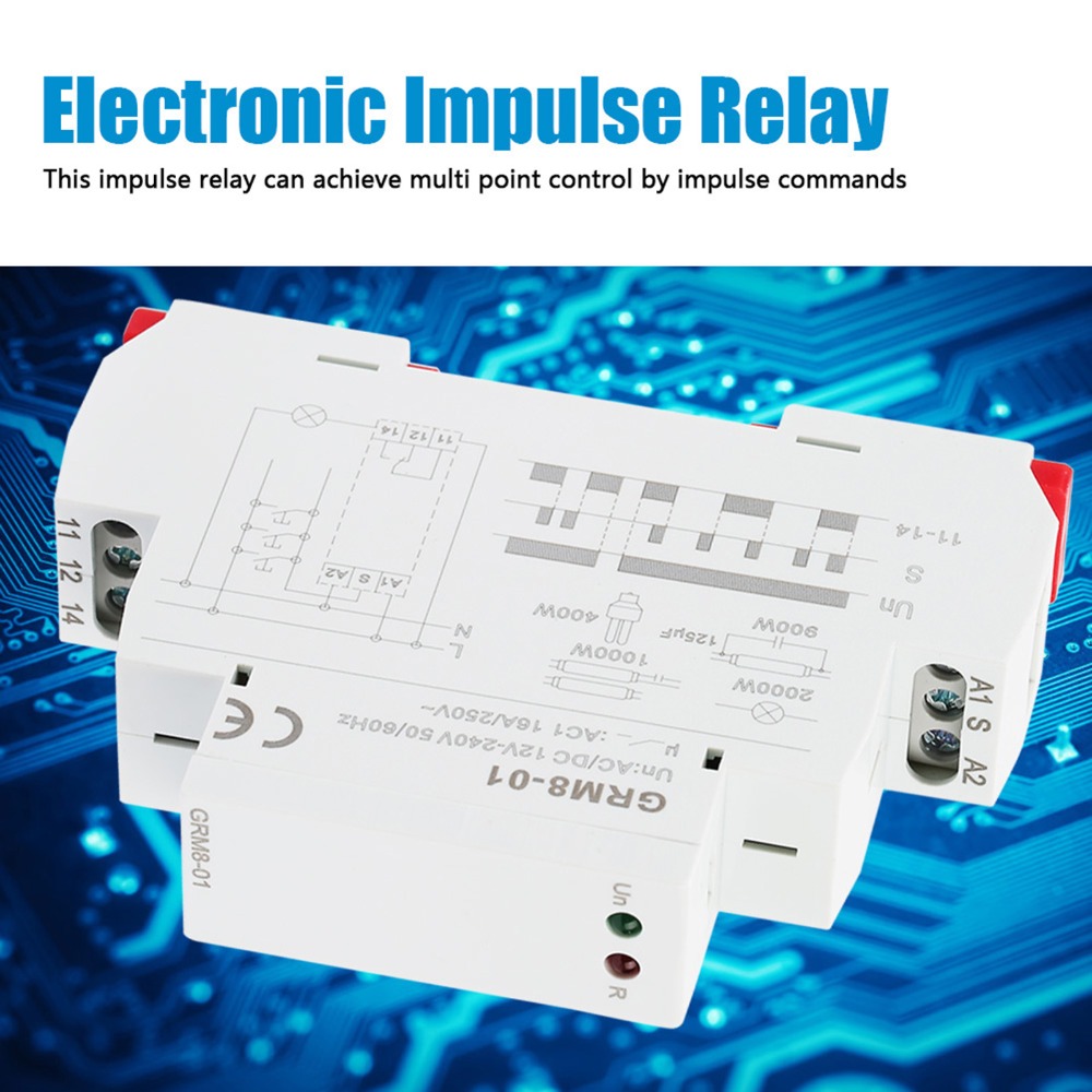 Memory Function GRM8-01 Impulse Relay AC/DC12-240V 90*18*64mm ...