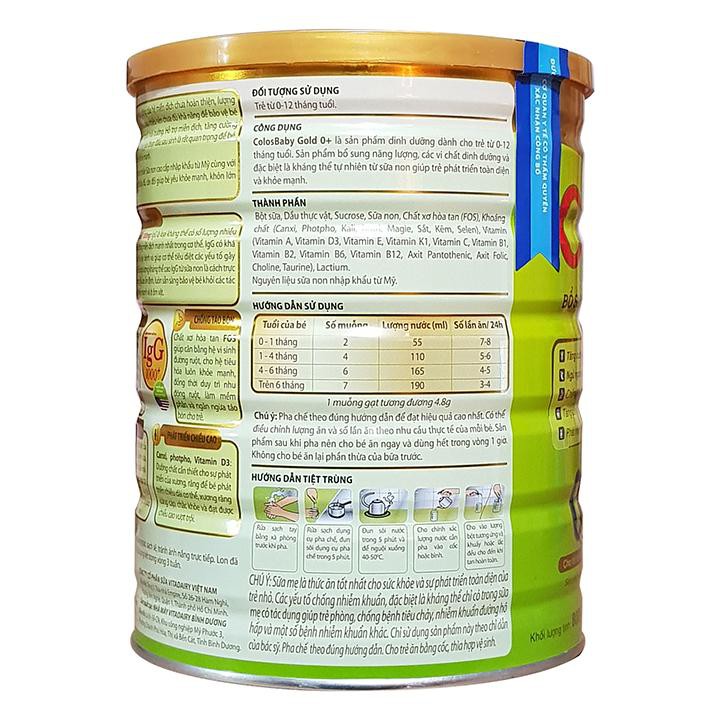 Sữa ColosBaby Gold 1000IgG 0+ 800g (Chính Hãng VitaDairy, Date 2025)