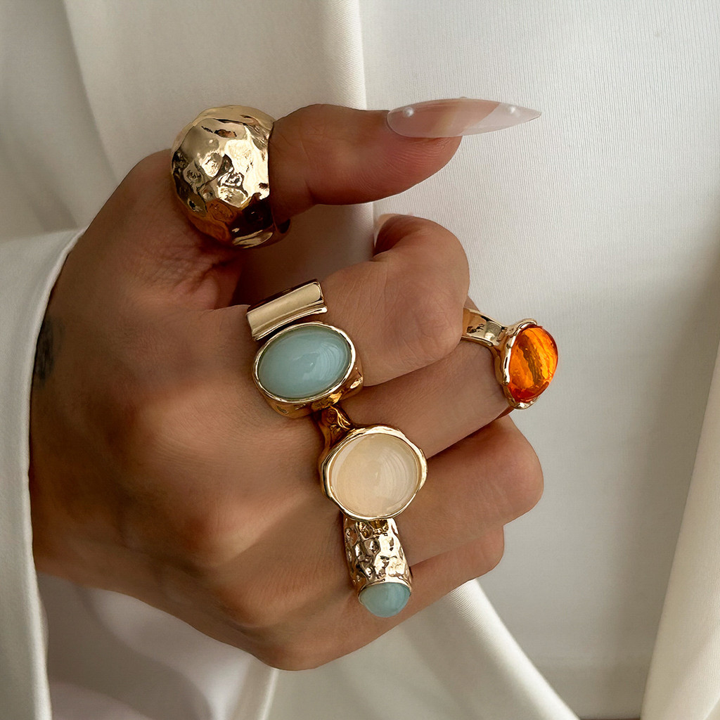 Enacolor%205Pcs/Set%20Vintage%20Gold%20Metal%20Opal%20Colorful%20Rings%20Set%20for%20Women%20Fashion%20Jewelry%20Accessories%20Finger%20Opening%20Rings%20Ins%20New%20-%20Image%203