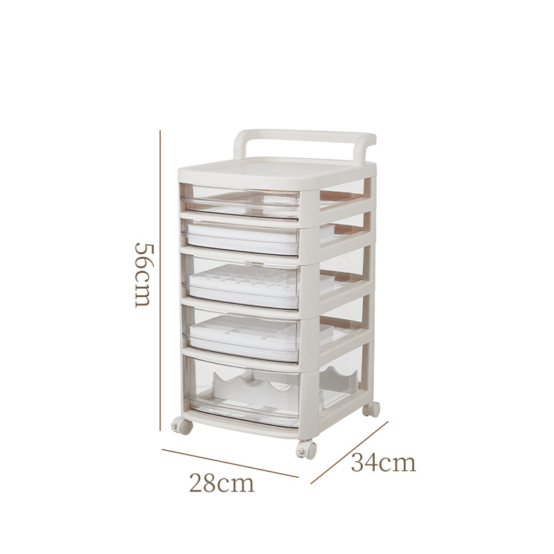 Small trolley storage for home bedrooms, multi-functional movable dustproof cabinets, drawer-type cosmetics storage cabinets