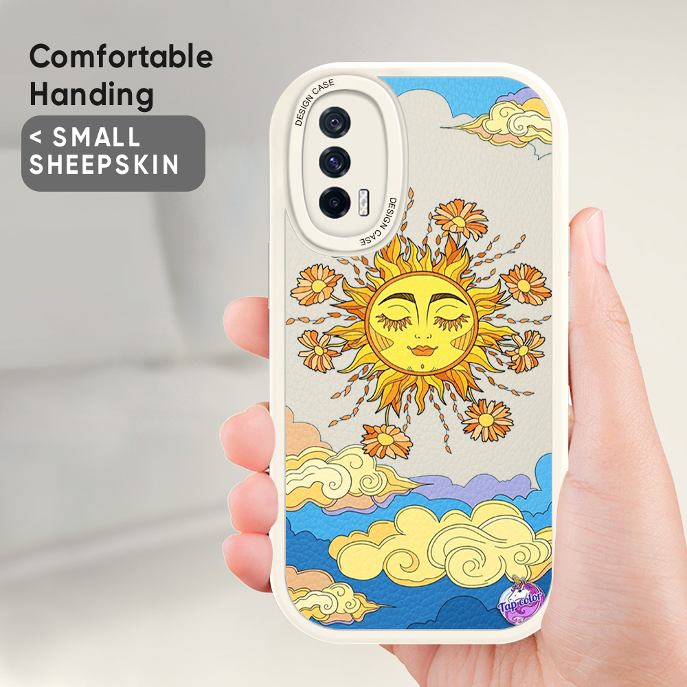 YYDS for iPhone 16 Pro Max 16 Plus Back Cover Personality Sun Clouds PU Leather Case Soft Thin Drop Resistant Phone Case.