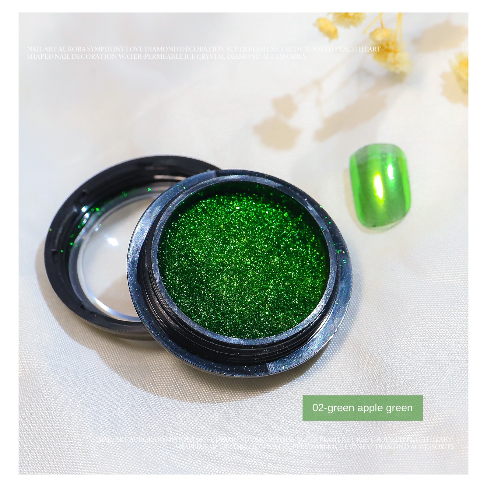 Nail Art Rose Green Magic Mirror Powder Summer Green Apple Green Fresh Light Green Nail Mirror Powder Decoration