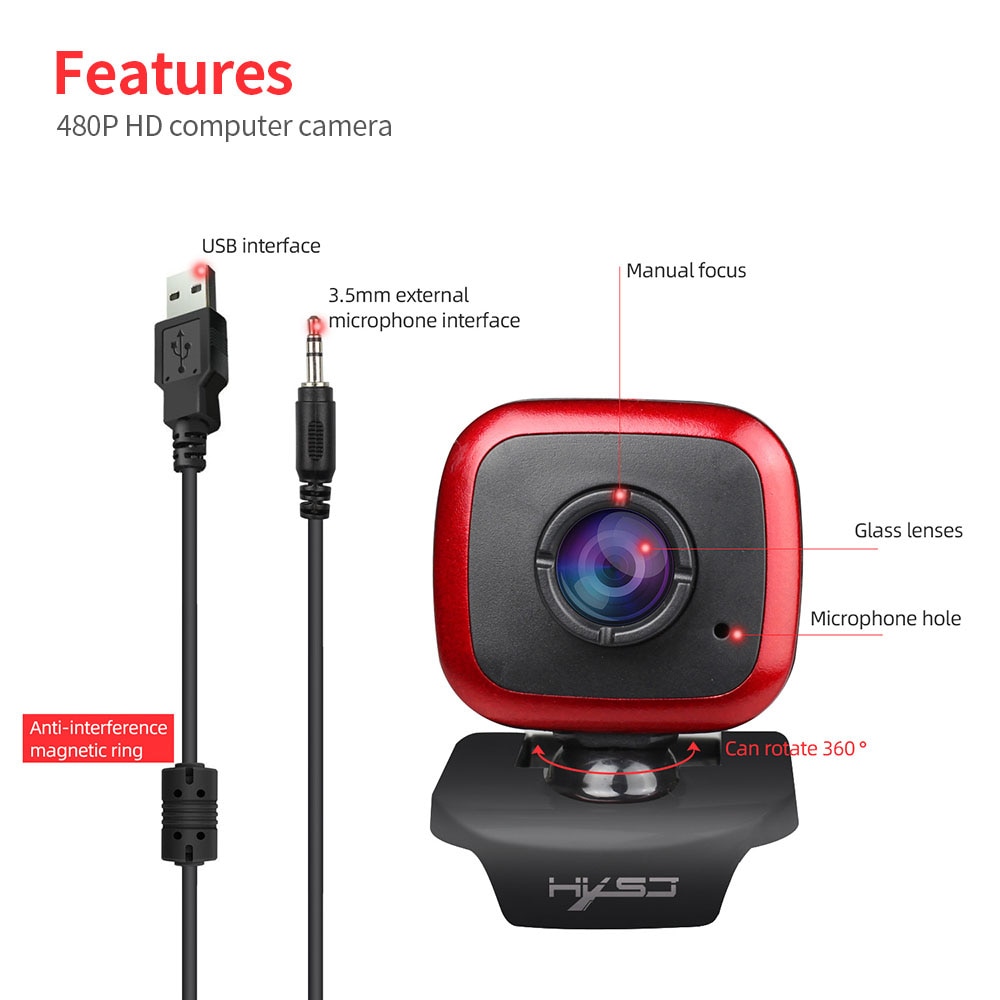 A849 USB Web Camera 480P Computer Camera Manual Focus Webcam With Sound-Absorbing Microphone For PC Laptop