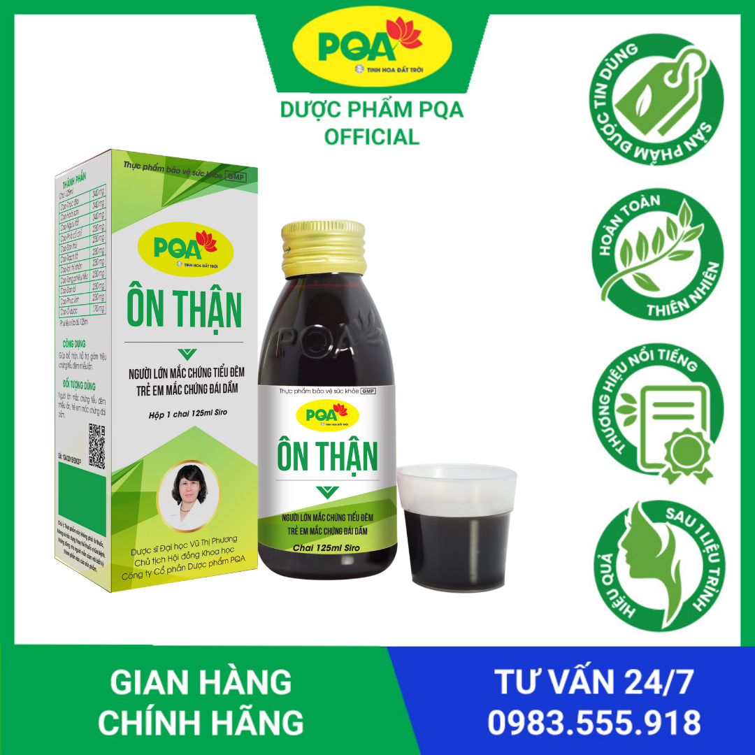 Ôn thận PQA hộp 125ml Người lớn mắc chứng tiểu đêm nhiều lần, trẻ em mắc chứng đái dầm