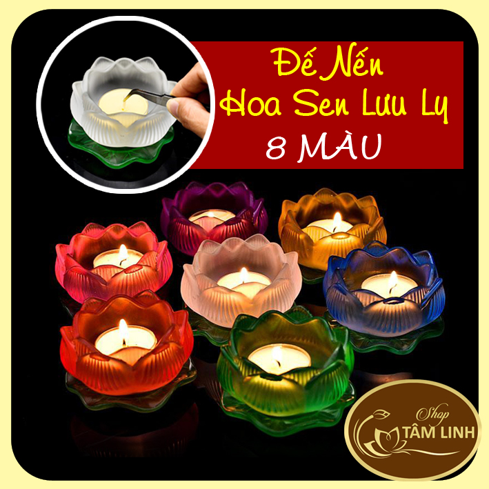 Đế Nến Hoa Sen Lưu Ly Nhiều Màu ( MẪU MỚI )