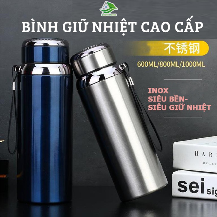 Bình giữ nhiệt 1000 ml giữ nóng, lạnh trên 15H, Bình nhiệt Inox 304/316 Cao Cấp