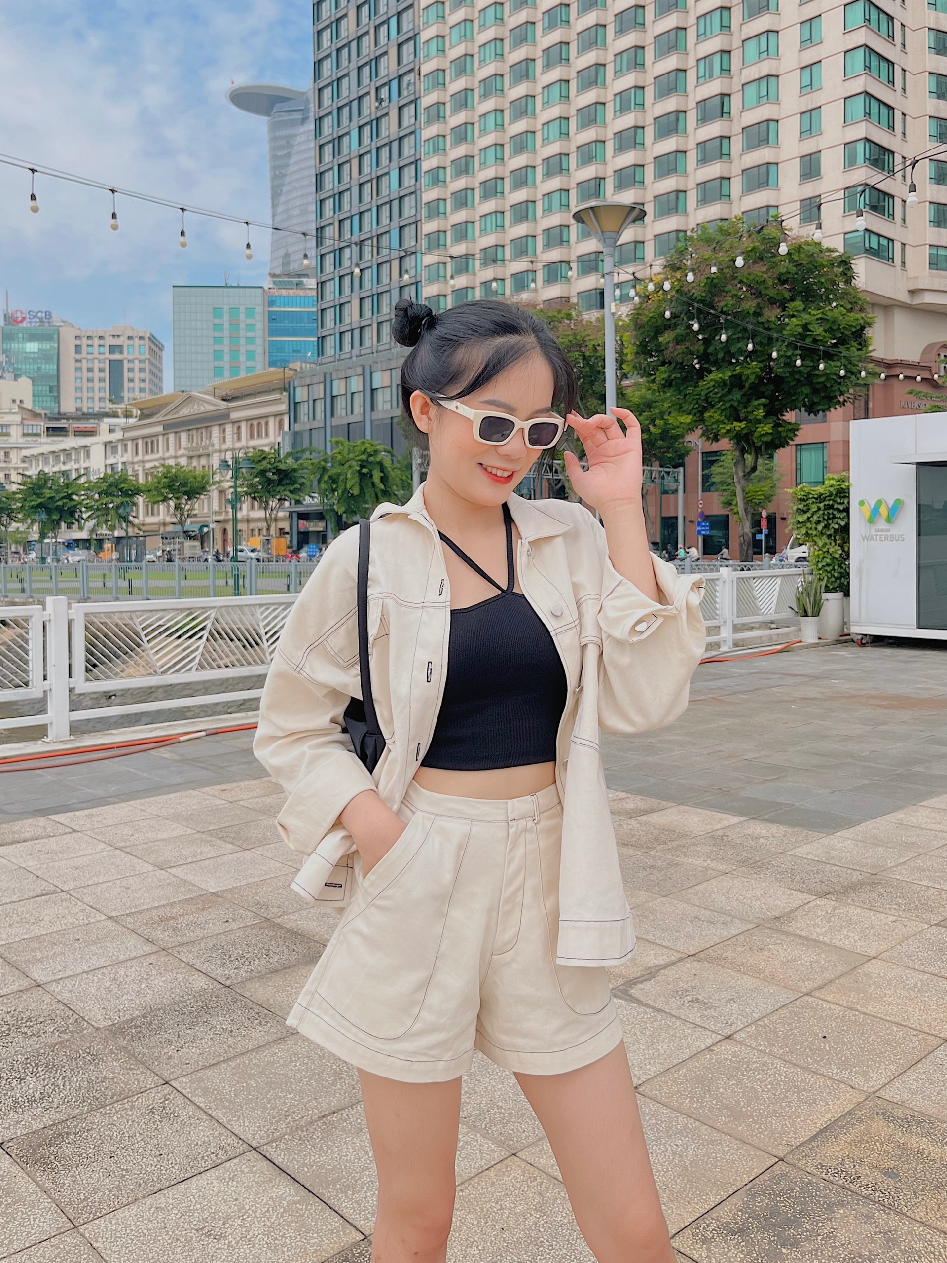 Áo khoác kaki chỉ nổi Leather Jacket