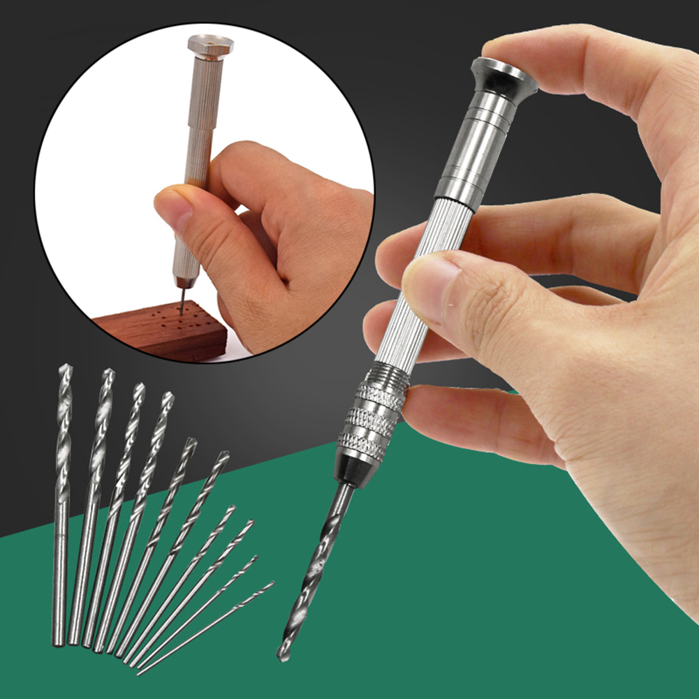 Bộ 11 Nhôm Mini Micro Móc Khóa Ngàm Máy Khoan Cầm Tay Với Xoắn Mũi Khoan Dụng Cụ Quay