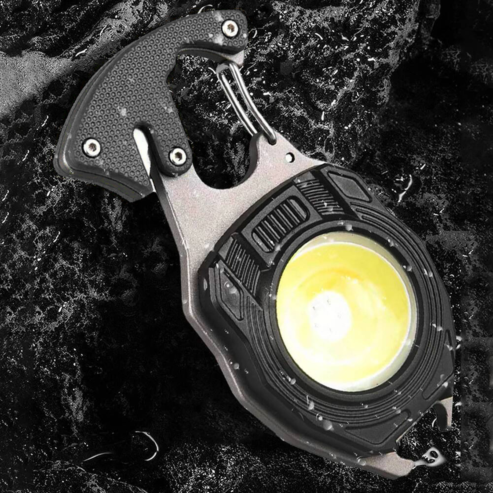 Farfi Camping Light Multifunctional Emergency Tool Rechargeable Led Keychain Work Light Super Bright Mini Flashlight with Screwdrivers Bottle Opener Portable Multifunction Lamp