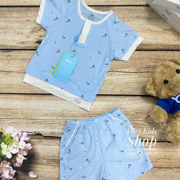 Bộ cộc tay cài vai sợi tre cotton Bu, Bu baby cho bé từ 6m đến 4Y