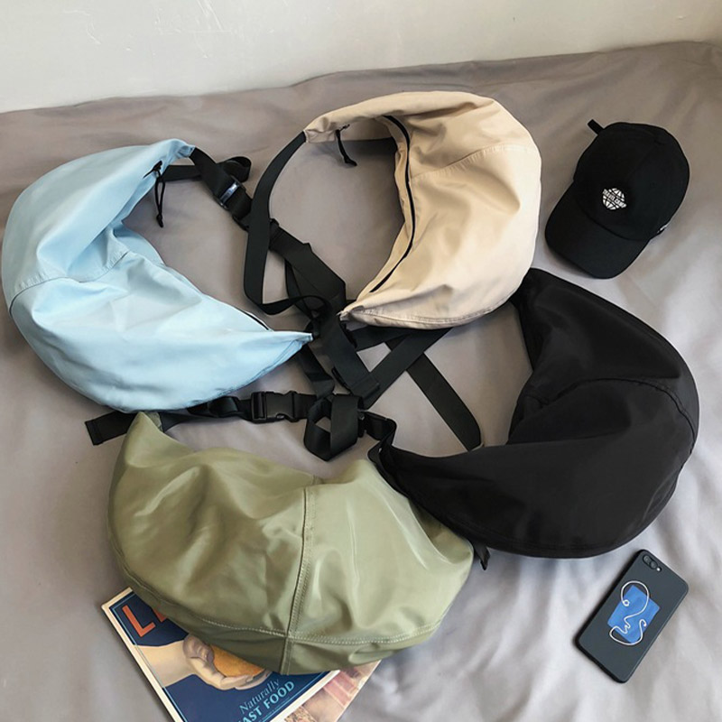 ELACCENT Crossbody bag shoulder bag waterproof nylon dumpling bag Korean version solid color large-capacity crossbody bag
