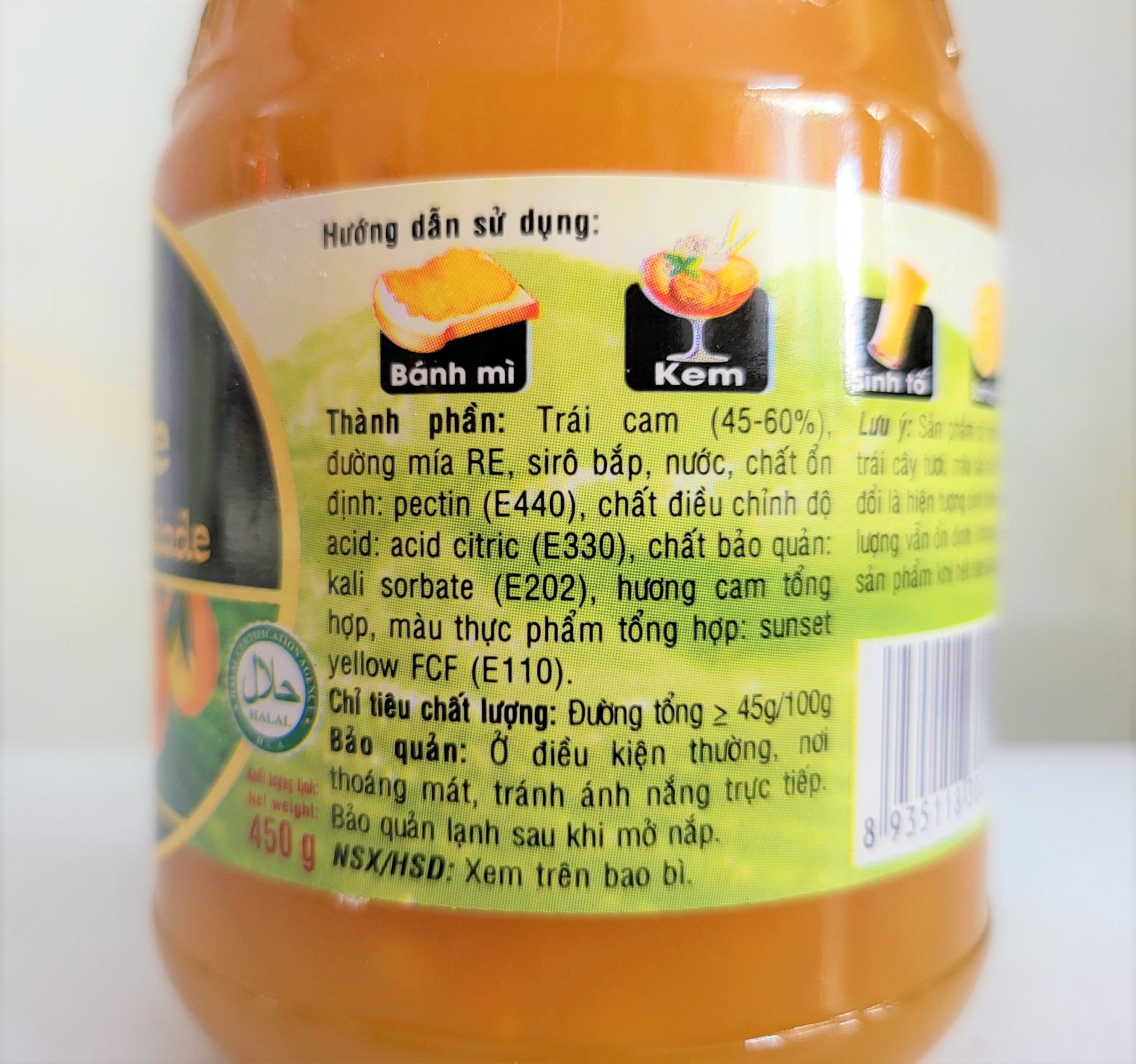[Lọ 450g] MỨT CAM [VN] GOLDEN FARM Orange Marmalade (halal)