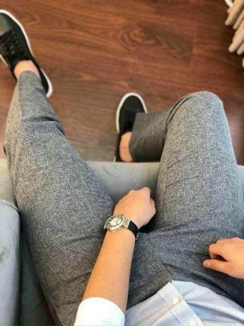 com bo 2 quần tây nam trắng sữa + xám đậm