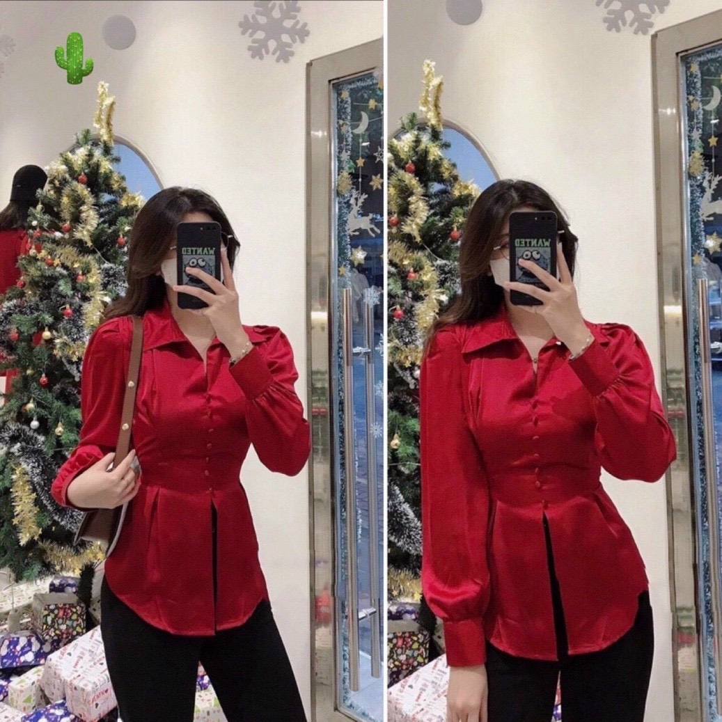 áo sơ mi phi lụa buộc nơ lưng nút bộc xinh tiểu thư pc