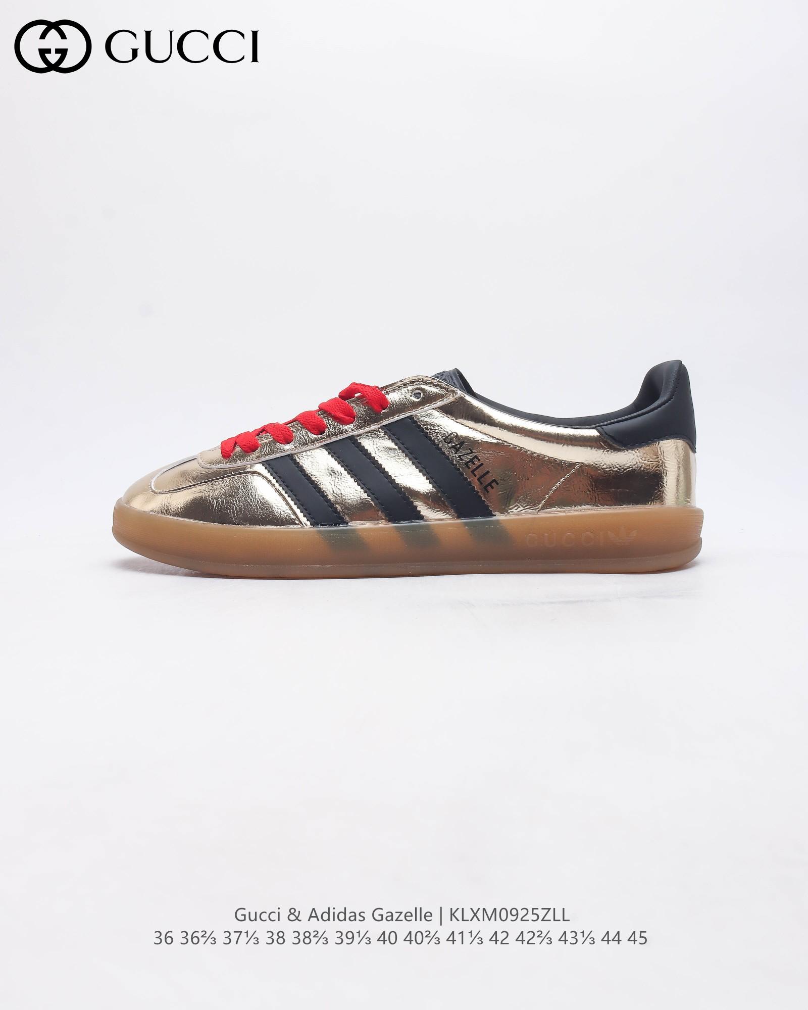 Adidas X Gucci Gazelle Leather Metallic Gold Low Top, 44% OFF