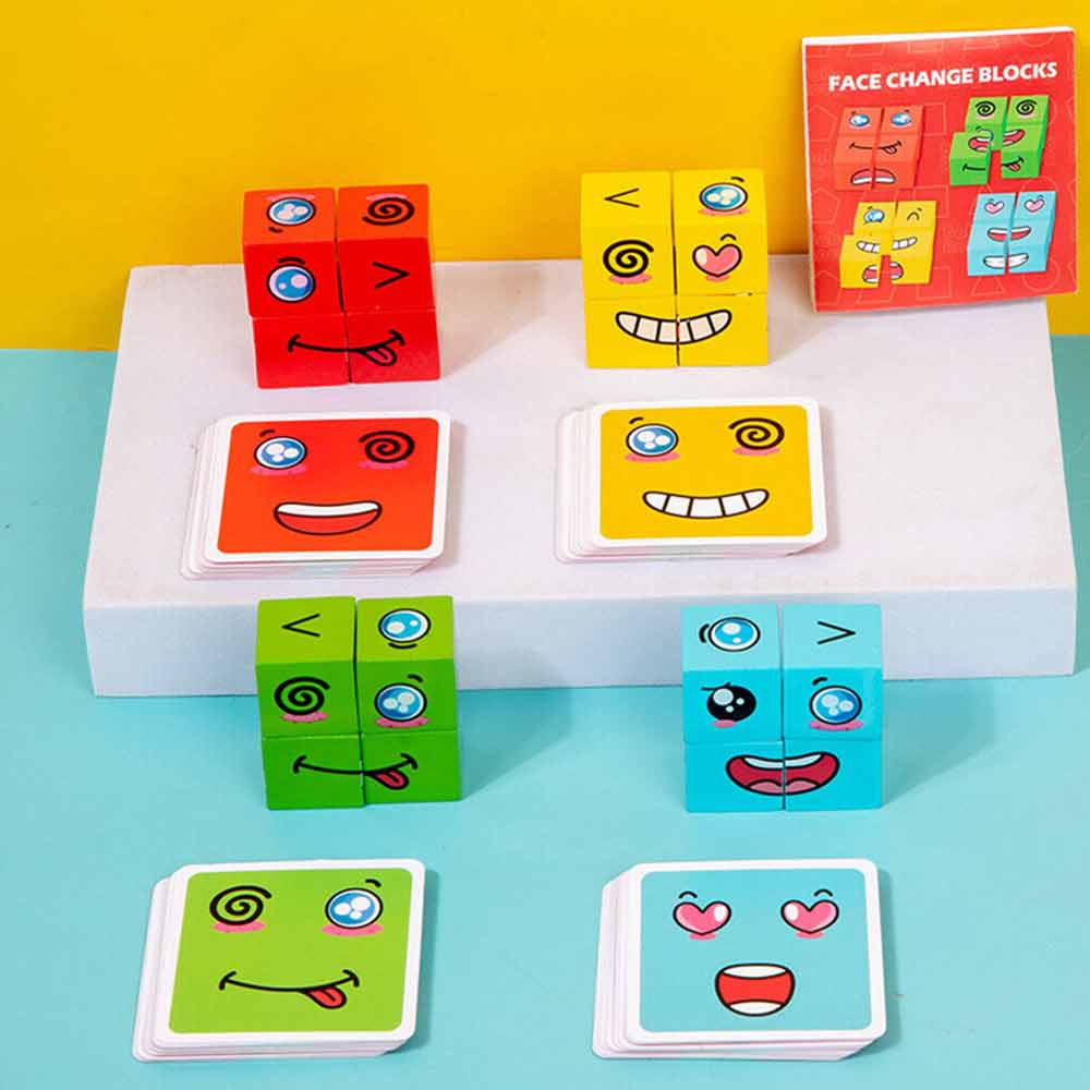 Kid Face Change Cube Parent Child Board Game Puzzles Toy Building Block Learning