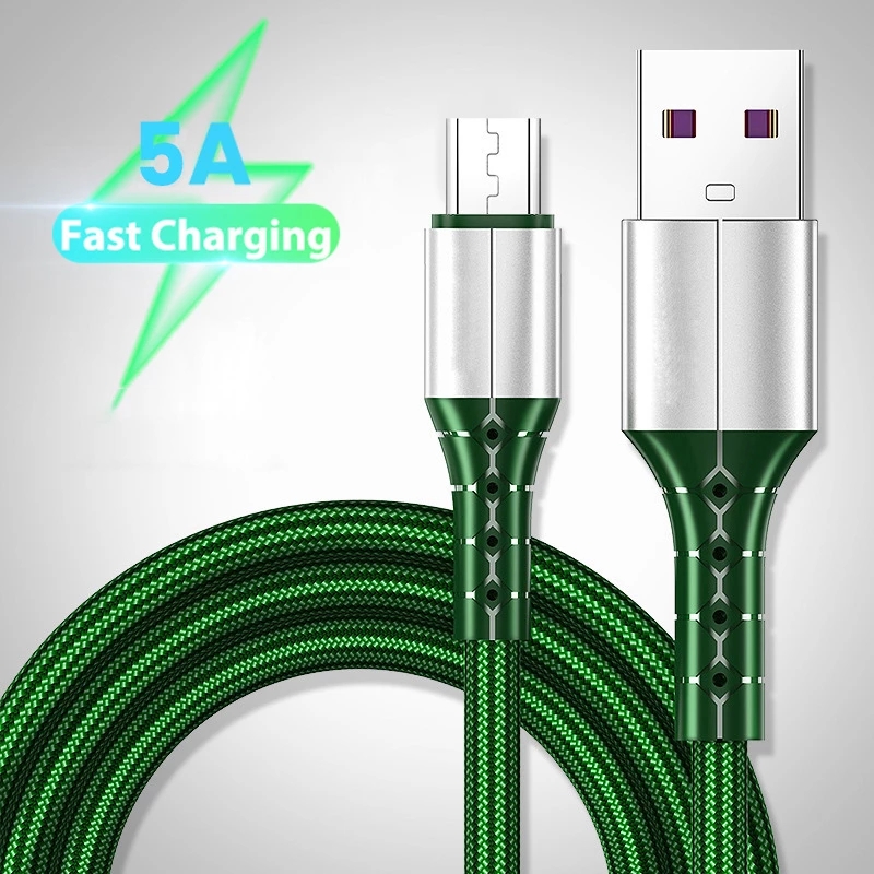 5A Cáp sạc nhanh micro USB Type C dây nylon bện dây sạc nhanh truyền dữ liệu điện thoại di động Huawei dây cáp cho XIAOMI