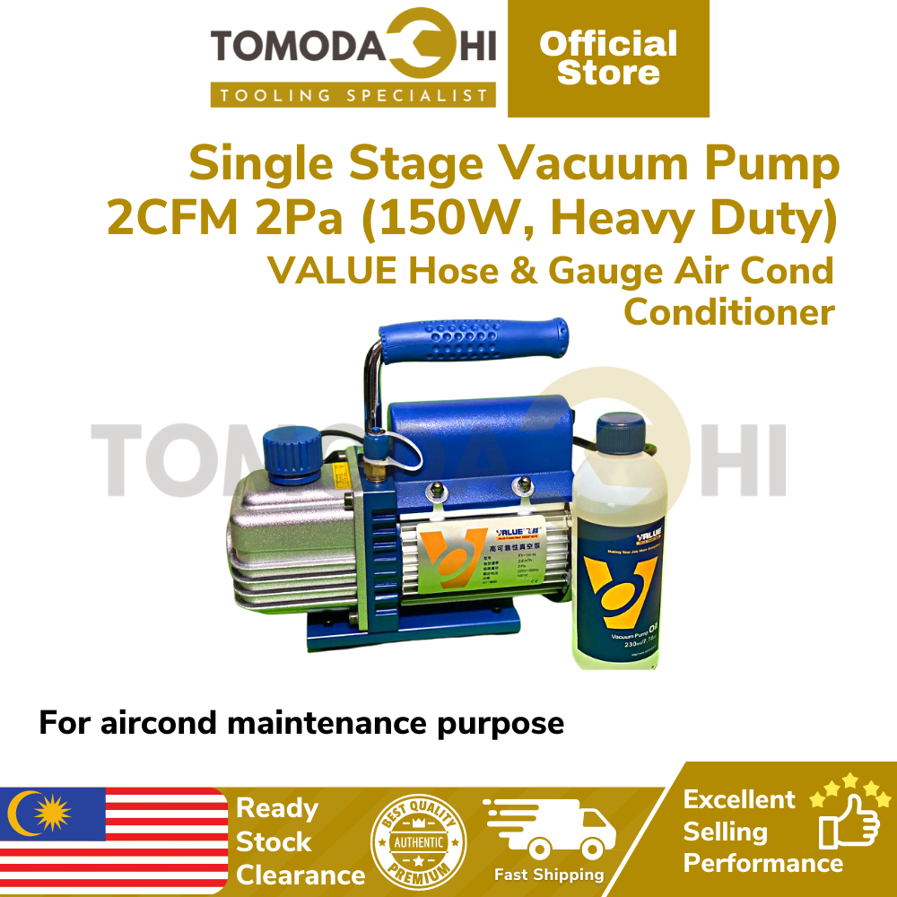 TOMODACHI Value Vacuum Pump Aircond 2 CFM (150W, Heavy Duty, 2PA) Hose