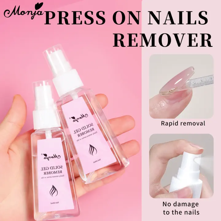 Monja 60/100/150ml Nail Glue Remover For Press on Nails,Transparent, Quick, Degreaser, Liquid Glue,Glue Remover For Artificial Nails,Smooth and Simple Operation,Clear Soild Nail Glue Fake Nail Adhesive Glue Remover DIY Manicure Tool