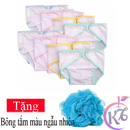 Set 10 tã vải trắng viền màu cho bé sơ sinh chất liệu cotton siêu thoáng size số 3 Tặng 1 bông tắm màu ngẫu nhiên - tả vãi dán baby cho trẻ bộ 10 cái màu ngẫu nhiên