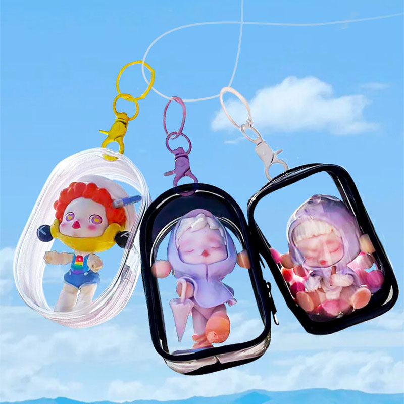 HANGDIAN【Miễn phí vận chuyển】Túi lưu trữ PVC độ thấm cao xương nhựa ba chiều Túi trẻ em đóng hộp đồ chơi sưu tập trong suốt hiển thị túi lưu trữ