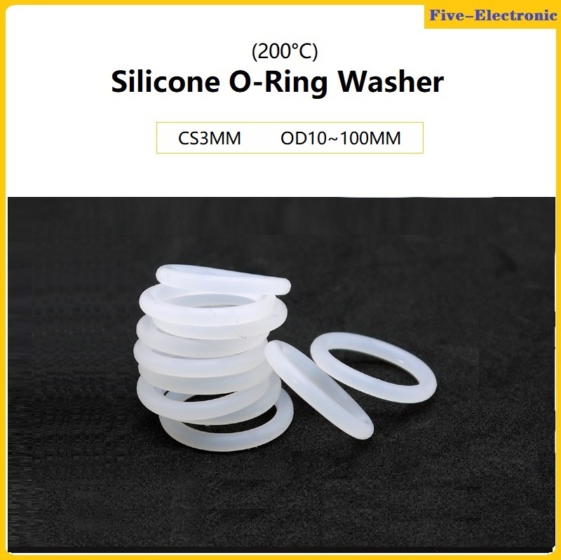 White silicone o-ring washer cs3mm od10~100mm thickness 1mm rubber seal ring heat-resistant food grade -100/50/30pcs