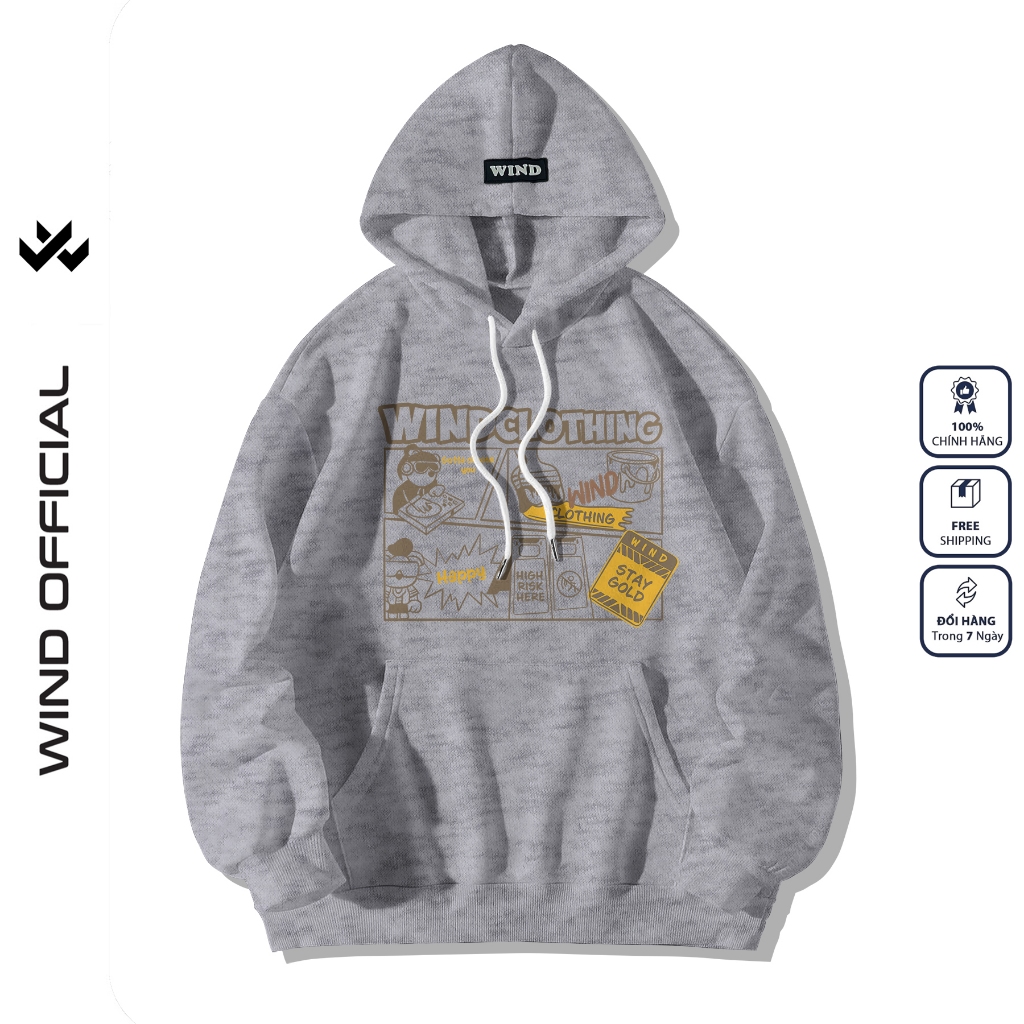 Áo hoodie unisex form rộng WIND MEDIA bản Premium nỉ ngoại nam nữ oversize