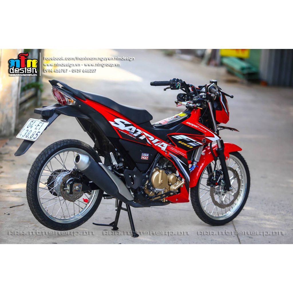 Tem Rời Dán Xe Raider FI Mẫu Đỏ Đen Chữ Satria